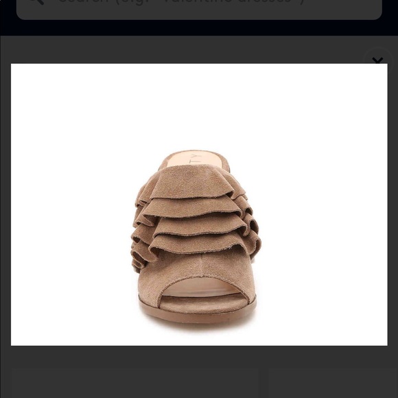 Sole Society Tan Suede Ruffle Mules w Wooden Heels - Picture 4 of 7